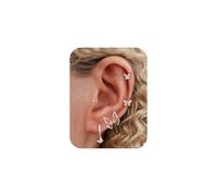TINGN Petites boucles d'oreilles créoles pour femme - Hypoallergéniques - Plaqué or 14 carats - Pour plusieurs piercings - Boucles d'oreilles délicates - Empilables de papillons mignons - Bijoux de
