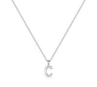 TINGN S925 Collier Femme d'Initiales en Argent Sterling, Dainty Collier d'Initiales Hypoallergéniques Petites Initiales Pendentif s925 Collier d'Adolescentes en Argent Sterling (C)