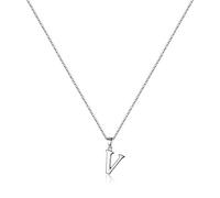 TINGN S925 Collier Femme d'Initiales en Argent Sterling, Dainty Collier d'Initiales Hypoallergéniques Petites Initiales Pendentif s925 Collier d'Adolescentes en Argent Sterling (V)