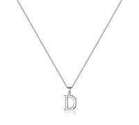 TINGN S925 Collier Femme d'Initiales en Argent Sterling, Dainty Collier d'Initiales Hypoallergéniques Petites Initiales Pendentif s925 Collier d'Adolescentes en Argent Sterling (D)