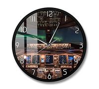 tingnn Cockpit Art Dispositifs de contrôle d'avion Horloge Murale Aviation Design Moderne Pilotes Décor à la Maison Moteur à Jet d'air Silencieux Quartz Wall Watch-Metal_Frame_with_Acrylic_Glass