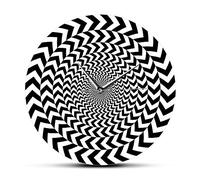 tingnn Hypnotique Noir Blanc 3D Vision Cool Salon Décor Intérieur Spirale Géométrique Illusion D'optique Non-Ticking Horloge Murale Montre
