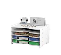 TINGSING Boîte de Rangement Multifonction Organisateur de Bureau avec 4 Compartiments, Rangement de Bureau Grand Capacité et Design Modulable pour Étude Maison Bibliothèque (4 Etagères)