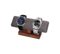 TINGSING Support de montre en noyer - Barre en T - En daim synthétique - Présentoir à bijoux pour montres, bracelets, montres pour homme, cadeau de Noël - Gris