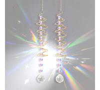 TINGTING Lot de 2 carillons éoliens pour l'extérieur - Attrape-soleil en cristal avec vue sur boule - Queue en spirale - Attrape-soleil - Carillon de jardin