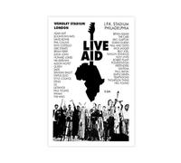 TINGTOEO Poster sur toile de style rétro Live Aid de 1985 - Concert, The Queen, U2, David Bowie, Manchester - Décoration murale pour salon, chambre à coucher - 30 x 45 cm