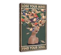 TINGTOEO Poster vintage « Lose Your Mind Find Your Soul » sur toile - Décoration de chambre à coucher - Paysage sportif - Décoration de bureau - Cadeau - Style cadre - 50 x 75 cm