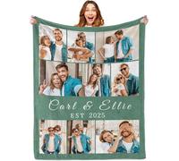 Tingwei Plaid personnalisé Photo et Texte, Couverture personnalisée bebé, Cadeau plaide personnalisée pour Maman, Papa, Couple, Petite Amie, Petit ami, Femme, Mari, Vert, 30 x 40 pouces (75 x 100 cm)