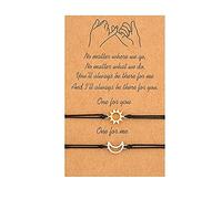 TINGYA Bracelet soleil et lune meilleur ami Couple Bracelet assorti pour toujours promesse adolescent homme femme cadeau bijoux (Golden adn silver bracelet)