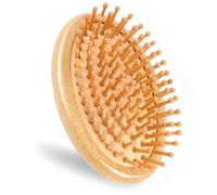 Tingyanyan Peigne de massage en bambou, brosse à cheveux en bois Peigne en bambou rond et portable, brosse à cheveux antistatique avec coussin, sans manche
