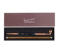 Tingyilan 11,4" Bol Long en Alliage et Acrylique 2 en 1 Hanyan avec Tige rallongée de 11,2" Pipe à Tabac sèche rétro Portable avec boîte Cadeau,29cm