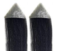 Tingyilan 2pcs hommes favoris cheveux humains toupet triangle postiches pour cheveux sur les tempes, ruban droit système de remplacement des cheveux 15cm,Noir,4x4x5cm