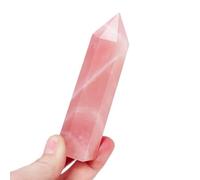 Tingyilan 2pcs tour de cristal rose pierre précieuse hexagonale Point tour méditation Nature Reiki poli Protection Decor grand cristal cristaux de guérison naturelle,6cm