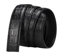 Tingyilan Ceinture à motif crocodile pour hommes sans boucle, ceintures en cuir de 3,5 cm pour hommes, sangle de remplacement ceinture classique robuste pour le travail, décontracté,Noir,130cm