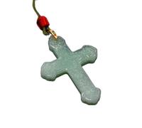 Tingyilan Collier Croix 1 Pièce Pour Hommes Et Femmes, Pendentif En Pierre De Jade Verte, Collier Croix Pour Anniversaire, Noël, Thanksgiving Avec Boîte Cadeau,Vert,One Size