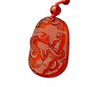 Tingyilan Collier pendentif en agate rouge pour hommes et femmes avec signe du zodiaque chinois, chaîne Feng Shui pour la richesse, bijou amulette,Snake