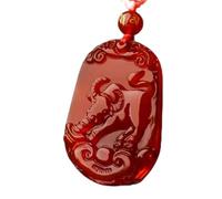 Tingyilan Collier pendentif en agate rouge pour hommes et femmes avec signe du zodiaque chinois, chaîne Feng Shui pour la richesse, bijou amulette,Cow