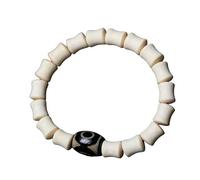Tingyilan Dzi Perles Tibétaine Bracelet Feng shui Bouddhiste Méditation Amulette Huya Dzi Bracelets en perles Bonne Chance Bijoux pour Femmes Hommes,Blanc,One Size