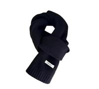 Tingyilan Écharpe D'hiver en Laine de Couleur Unie, Adaptée Aux Filles, Femmes, Garçons, Hommes, Temps Froid, Écharpe Tricotée À la Mode,Noir