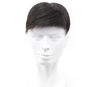 Tingyilan Hommes Cheveux Tropper Naturel Noir Court Hommes Topper Perruque Véritable Cheveux Humains Toupee Systèmes de Remplacement avec 4 Clips & 10 Rubans Double-Face,Short,16x18cm
