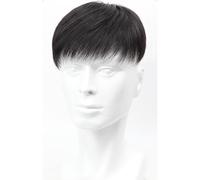 Tingyilan Hommes Cheveux Tropper Naturel Noir Court Hommes Topper Perruque Véritable Cheveux Humains Toupee Systèmes de Remplacement avec 4 Clips & 10 Rubans Double-Face,Natural,16x18cm