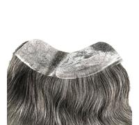 Tingyilan Hommes Front Cheveux Ligne Toupie Peau Invisible PU Frontal Vrai Cheveux Humains, Couleur Noire Mixte Cheveux Gris Recul Systèmes de Remplacement,Gris,6inch