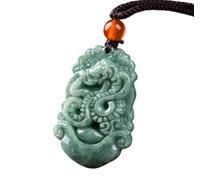 Tingyilan Jade Naturel 12 Zodiaque Chinois Prospérité Collier Pendentif,Snake