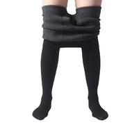 Tingyilan Leggings Grande Taille Doublés en Polaire pour Hommes Taille Haute Contrôle du Ventre Collants Thermiques Épaia Pantalons Chauds Extensible,Noir,200g