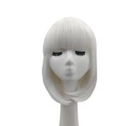 Tingyilan Lueur dans le noir Perruque, Perruque lumineuse synthétique droite lumineuse de courte durée Bob blanc avec frange Perruque Costume de cosplay de fête,Beige