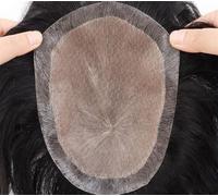 Tingyilan Mens Toupee System Durable Fine Mono Swiss Lace PU Skin Cheveux Humains Ligne De Cheveux Postiche, Poly Skin Unité De Cheveux Perruques, Système De Remplacement 15Cm,Noir,13x18cm