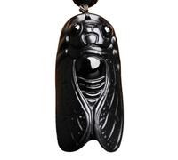 Tingyilan Obsidienne Noire Naturelle Cristal Bouddha Force Protection Amulette Porte-Bonheur Pendentif Collier,Style p