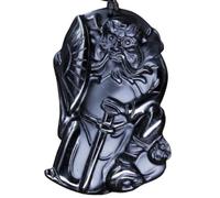 Tingyilan Obsidienne Noire Naturelle Cristal Bouddha Force Protection Amulette Porte-Bonheur Pendentif Collier,Style q
