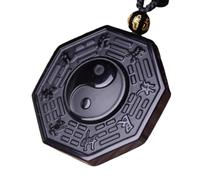 Tingyilan Obsidienne Noire Naturelle Cristal Bouddha Force Protection Amulette Porte-Bonheur Pendentif Collier,Style b
