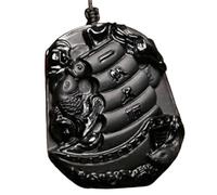 Tingyilan Obsidienne Noire Naturelle Cristal Bouddha Force Protection Amulette Porte-Bonheur Pendentif Collier,Style i