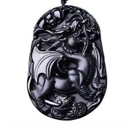 Tingyilan Obsidienne Noire Naturelle Cristal Bouddha Force Protection Amulette Porte-Bonheur Pendentif Collier,Style k