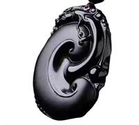 Tingyilan Obsidienne Noire Naturelle Cristal Bouddha Force Protection Amulette Porte-Bonheur Pendentif Collier,Style e