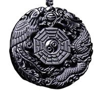 Tingyilan Obsidienne Noire Naturelle Cristal Bouddha Force Protection Amulette Porte-Bonheur Pendentif Collier,Style j