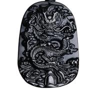 Tingyilan Obsidienne Noire Naturelle Cristal Bouddha Force Protection Amulette Porte-Bonheur Pendentif Collier,Style l
