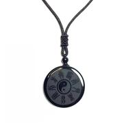 Tingyilan Obsidienne Noire Taoïsme Neuf Caractères Vérité Purification Yin et Yang Collier Pendentif,Style b