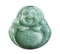 Tingyilan Pendentif Collier Abondance de Bouddha Riant de Jade Vert Naturel,Vert