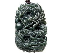 Tingyilan Pendentif Talisman Dragon Chanceux en Jade Vert Naturel de Hotan, Ornements Spirituels Chinois en Jade, Bijoux Cadeaux avec Boîte,8