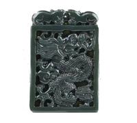 Tingyilan Pendentif Talisman Dragon Chanceux en Jade Vert Naturel de Hotan, Ornements Spirituels Chinois en Jade, Bijoux Cadeaux avec Boîte,3