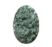 Tingyilan Pendentif Talisman Dragon Chanceux en Jade Vert Naturel de Hotan, Ornements Spirituels Chinois en Jade, Bijoux Cadeaux avec Boîte,5