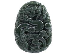 Tingyilan Pendentif Talisman Dragon Chanceux en Jade Vert Naturel de Hotan, Ornements Spirituels Chinois en Jade, Bijoux Cadeaux avec Boîte,9