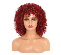 Tingyilan Perruques Afro Courtes Kinky Bouclées Avec Frange Naturelle Des Années 70 Des Années 80 Perruque De Cheveux Avec Frange Synthétique Pour Les Femmes Noires,39a