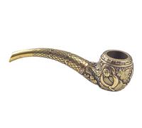 Tingyilan Pipe à Fumer en cuivre Pur pour Tabac et Cigarette, Pipe à Tabac Portable avec Bouddha et caractère Chinois Fo gravés, Objet de Collection,Laiton,L