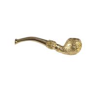 Tingyilan Pipe à Tabac Lotus Porte-Bonheur en cuivre, Faite à la Main en Laiton, Pipe à Fumer avec Embout, Cadeau pour Mari ou père,M~Gold