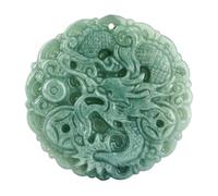 Tingyilan Zodiaque Chinois Dragon Jade Fortune Collier String Pendentif,Marron