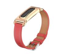 TingYR Bracelet Compatible avec Google Fitbit Air, Boîtier en Métal + Bracelet en Cuir Microfibre, Résistant aux Rayures et Confortable. Rouge coque de protection métallique.
