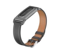TingYR Bracelet Compatible avec Google Fitbit Air, Boîtier en Métal + Bracelet en Cuir Microfibre, Résistant aux Rayures et Confortable. Noir coque de protection métallique.